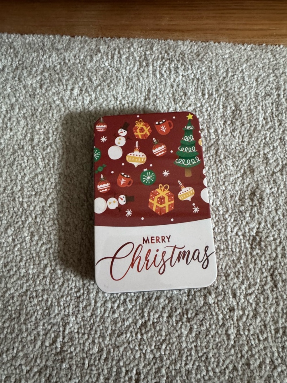 Holiday Merry Christmas Decorative Tin - Red